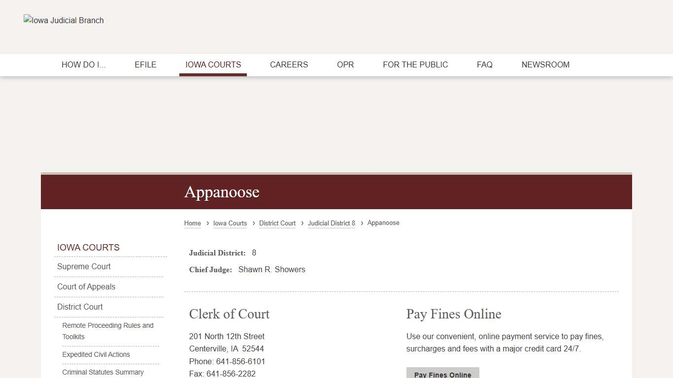 Appanoose | Judicial District 8 | Iowa Judicial Branch