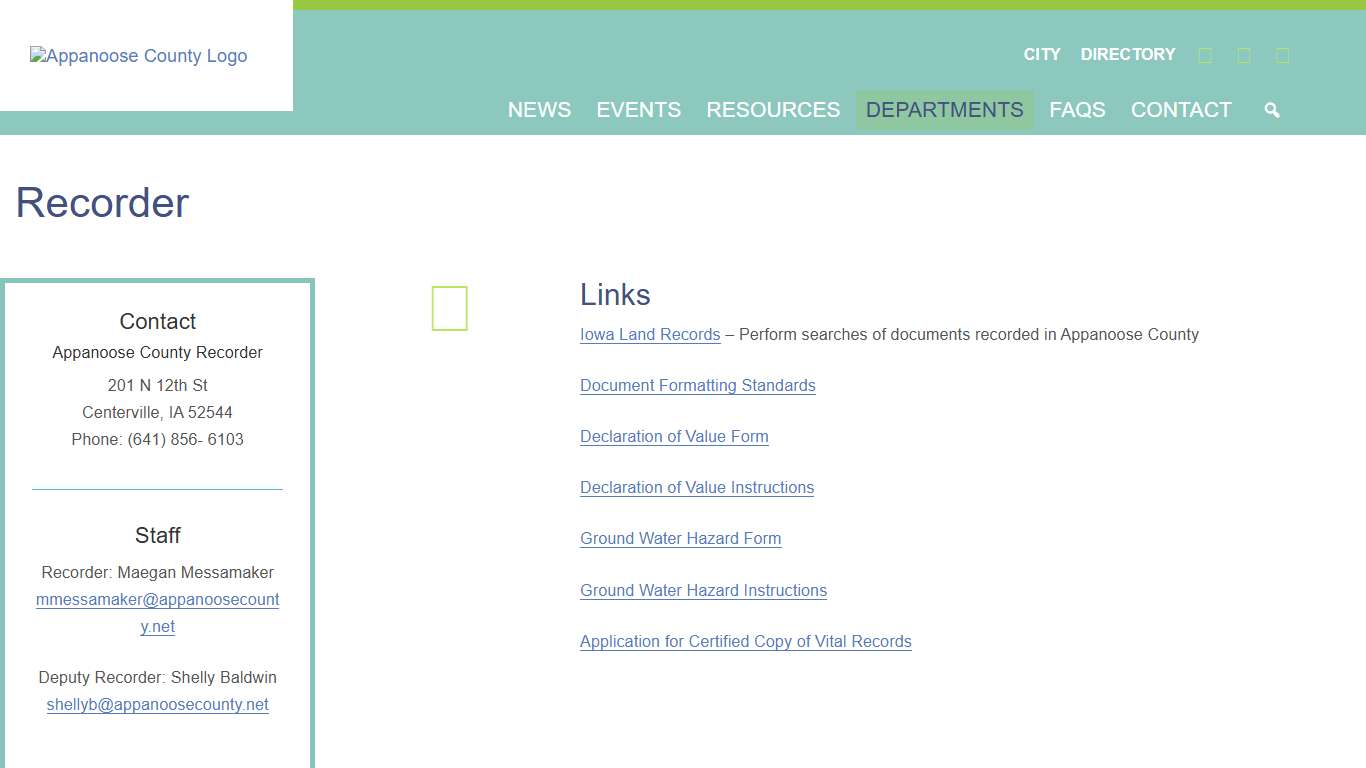 Recorder - Appanoose County