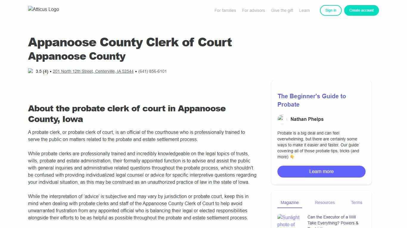 Appanoose County Clerk of Court - Appanoose County, IA | Probate & Estate Settlement