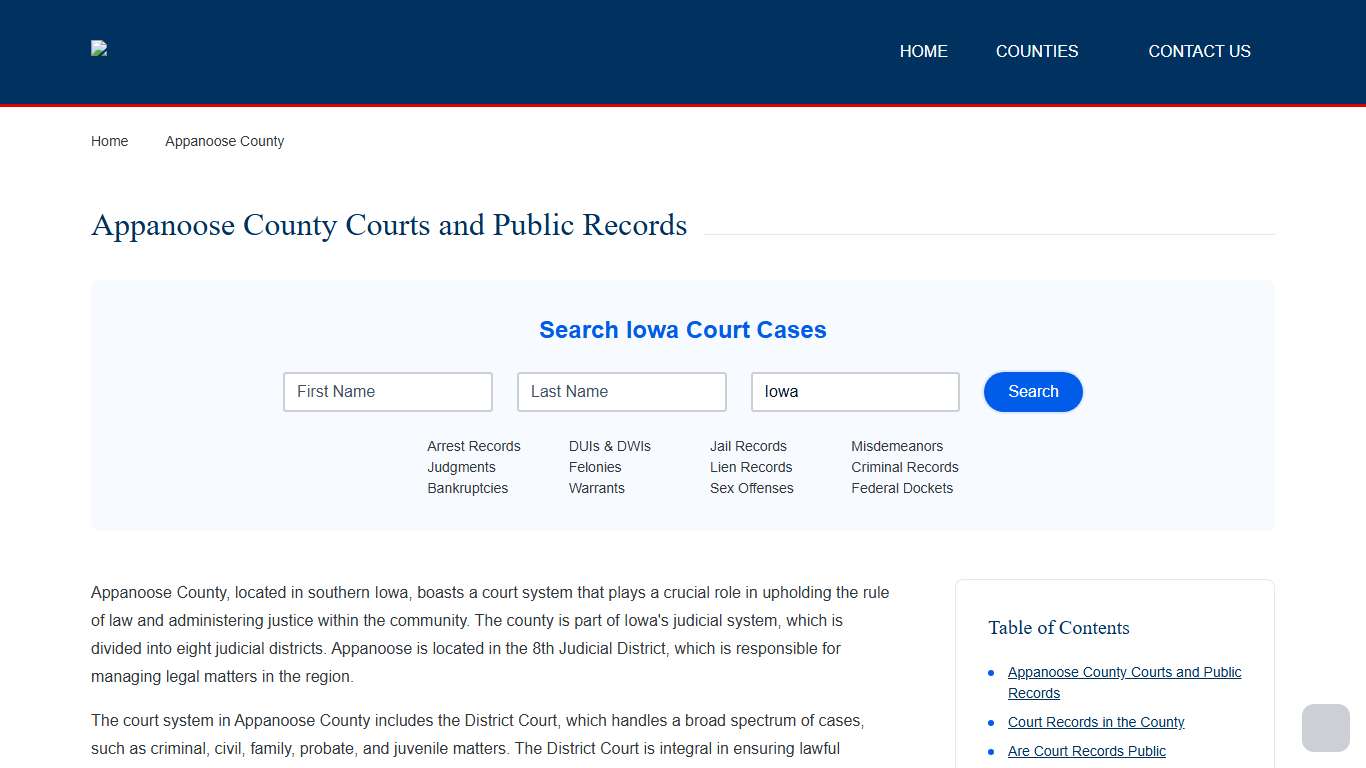 Appanoose County Records and Case Search